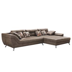 Ecksofa Merizo Microfaser - Braun - Longchair beidseitig montierbar