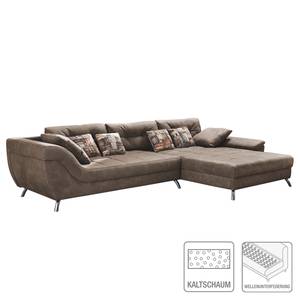 Ecksofa Merizo Microfaser - Braun - Longchair beidseitig montierbar