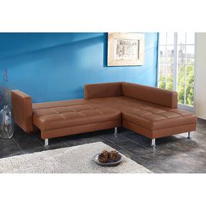 Ecksofa Blaxton mit Schlaffunktion / beidseitig montierbar - Kunstleder - Cognac