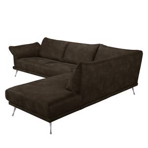 Ecksofa Milan Microfaser - Espresso - Ottomane davorstehend rechts