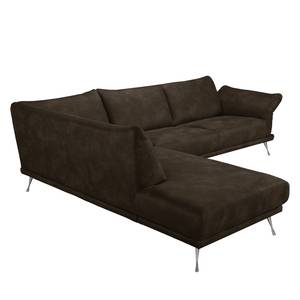 Ecksofa Milan Microfaser - Espresso - Ottomane davorstehend links