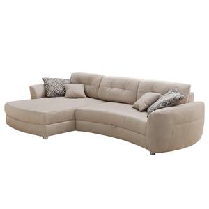 Ecksofa Milligan (mit Schlaffunktion) Microfaser - Sahara - Longchair davorstehend links