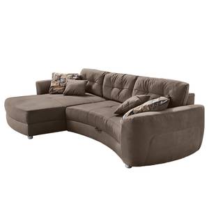 Hoekbank Milligan (met slaapfunctie) microvezel - Taupe - Longchair vooraanzicht links