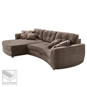 Ecksofa Milligan (mit Schlaffunktion) Microfaser - Taupe - Longchair davorstehend links