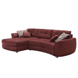 Ecksofa Milligan (mit Schlaffunktion) Microfaser - Weinrot - Longchair davorstehend links