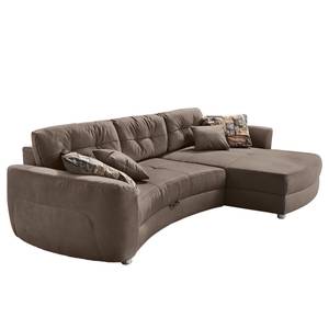 Ecksofa Milligan (mit Schlaffunktion) Microfaser - Taupe - Longchair davorstehend rechts