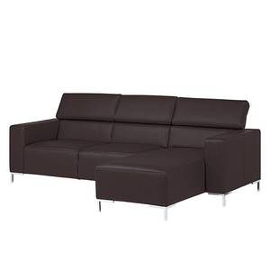 Ecksofa Mirtillo Echtleder Dunkelbraun - Longchair davorstehend rechts