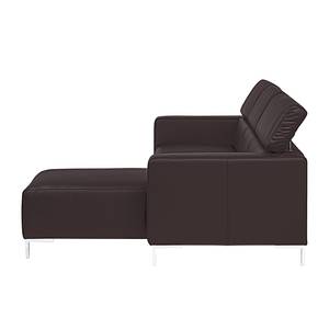 Ecksofa Mirtillo Echtleder Dunkelbraun - Longchair davorstehend rechts