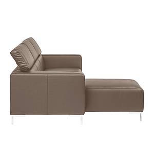 Ecksofa Mirtillo Echtleder Schlamm - Longchair davorstehend links