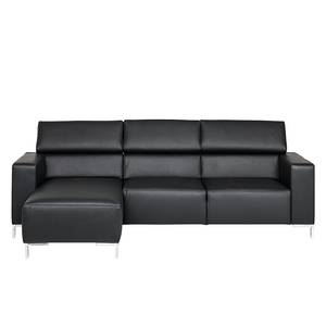 Ecksofa Mirtillo Echtleder Schwarz - Longchair davorstehend links