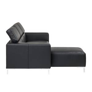 Ecksofa Mirtillo Echtleder Schwarz - Longchair davorstehend links