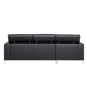 Ecksofa Mirtillo Echtleder Schwarz - Longchair davorstehend links