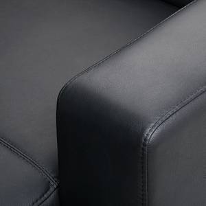 Canapé d'angle Mirtillo Cuir véritable - Noir - Méridienne courte à gauche (vue de face)