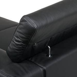 Canapé d'angle Mirtillo Cuir véritable - Noir - Méridienne courte à gauche (vue de face)