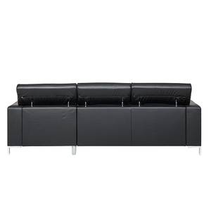 Ecksofa Mirtillo Echtleder Schwarz - Longchair davorstehend rechts