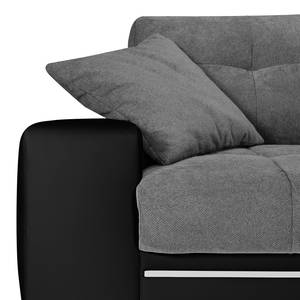 Ecksofa Perryville (mit Schlaffunktion) inkl. Beleuchtung - Kunstleder / Microfaser - Schwarz / Grau - Longchair davorstehend rechts