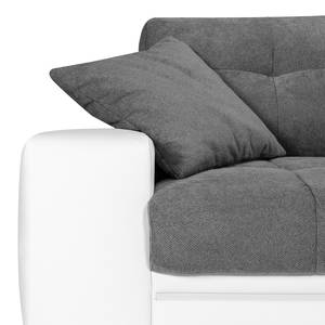 Ecksofa Perryville (mit Schlaffunktion) inkl. Beleuchtung - Kunstleder / Microfaser - Weiß / Grau - Longchair davorstehend rechts