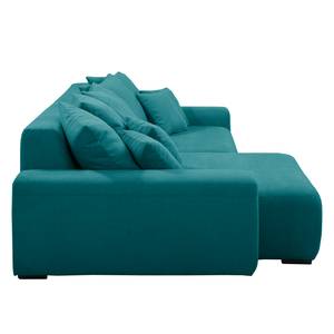 Canapé d'angle Mundi geweven stof - Turquoise - Longchair vooraanzicht links