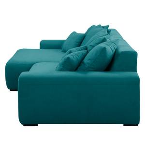 Canapé d'angle Mundi Tissu - Turquoise - Méridienne courte à gauche (vue de face)