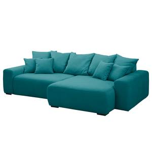 Canapé d'angle Mundi Tissu - Turquoise - Méridienne courte à droite (vue de face)