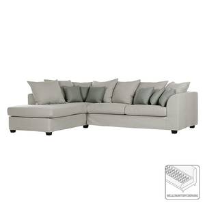 Ecksofa Murg Baumwollstoff Beige Baumwollstoff - Beige - Longchair davorstehend links