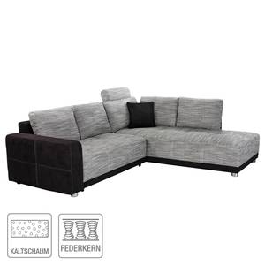 Ecksofa Nango I (mit Schlaffunktion / beidseitig montierbar) Microfaser / Strukturstoff - Grau / Schwarz