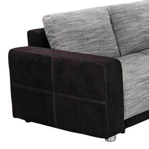 Ecksofa Nango I (mit Schlaffunktion / beidseitig montierbar) Microfaser / Strukturstoff - Grau / Schwarz