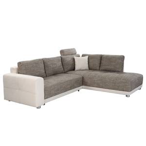 Ecksofa Nango I (mit Schlaffunktion / beidseitig montierbar) Microfaser / Strukturstoff - Hellbraun / Creme