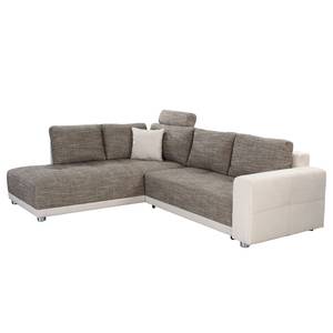 Ecksofa Nango I (mit Schlaffunktion / beidseitig montierbar) Microfaser / Strukturstoff - Hellbraun / Creme