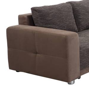 Ecksofa Chuck (mit Schlaffunktion / beidseitig montierbar) - Microfaser / Strukturstoff - Braun