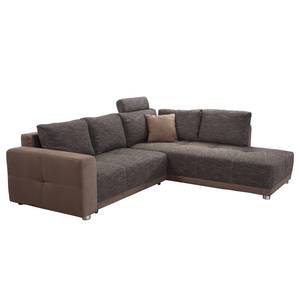 Ecksofa Chuck (mit Schlaffunktion / beidseitig montierbar) - Microfaser / Strukturstoff - Braun