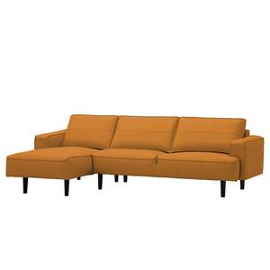 Ecksofa Navona Echtleder Echtleder Neka: Cognac - Longchair davorstehend links - Schwarz