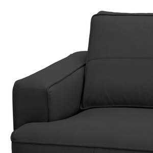 Ecksofa Navona Echtleder Echtleder Neka: Grau - Longchair davorstehend links - Schwarz