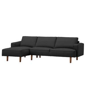 Ecksofa Navona Echtleder Echtleder Neka: Grau - Longchair davorstehend links - Braun