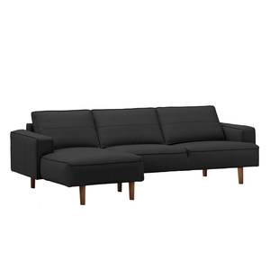 Ecksofa Navona Echtleder Echtleder Neka: Grau - Longchair davorstehend links - Braun