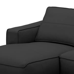 Ecksofa Navona Echtleder Echtleder Neka: Grau - Longchair davorstehend links - Braun