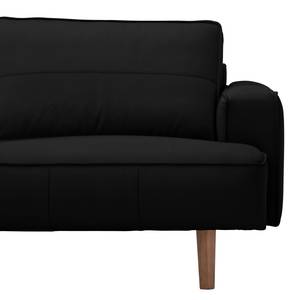 Ecksofa Navona Echtleder Echtleder Neka: Schwarz - Longchair davorstehend links - Braun