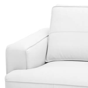 Ecksofa Navona Echtleder Echtleder Neka: Weiß - Longchair davorstehend rechts - Braun