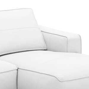 Ecksofa Navona Echtleder Echtleder Neka: Weiß - Longchair davorstehend rechts - Braun