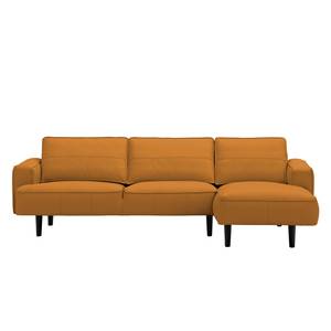 Ecksofa Navona Echtleder Echtleder Neka: Cognac - Longchair davorstehend rechts - Schwarz