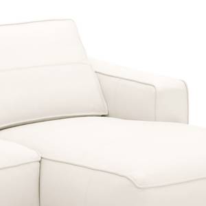 Ecksofa Navona Echtleder Echtleder Neka: Creme - Longchair davorstehend rechts - Schwarz