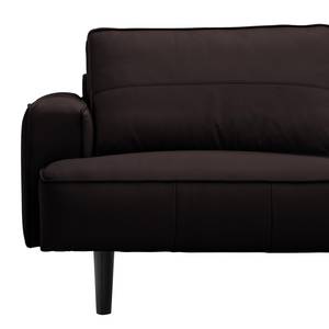 Ecksofa Navona Echtleder Echtleder Neka: Dunkelbraun - Longchair davorstehend rechts - Schwarz