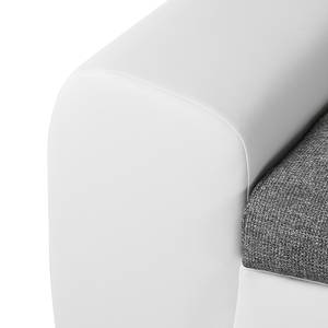 Ecksofa Navona (mit Schlaffunktion) Kunstleder Weiß/Strukturstoff Grau - Longchair davorstehend links