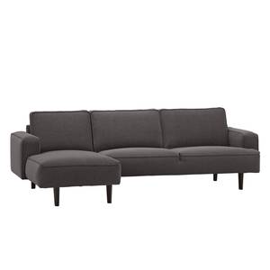 Ecksofa Navona Webstoff Webstoff Anda II: Anthrazit - Longchair davorstehend links - Schwarz