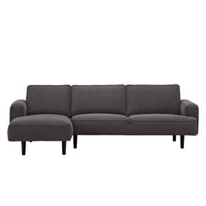 Ecksofa Navona Webstoff Webstoff Anda II: Anthrazit - Longchair davorstehend links - Schwarz