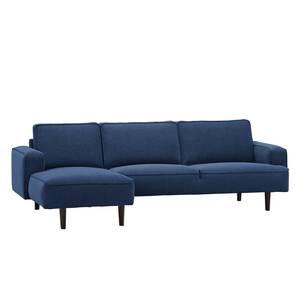 Ecksofa Navona Webstoff Webstoff Anda II: Blau - Longchair davorstehend links - Schwarz