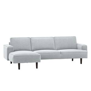 Ecksofa Navona Webstoff Webstoff Anda II: Silber - Longchair davorstehend links - Schwarz