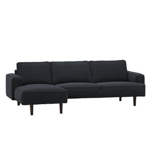 Ecksofa Navona Webstoff Webstoff Saia: Anthrazit - Longchair davorstehend links - Schwarz