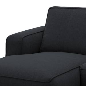 Ecksofa Navona Webstoff Webstoff Saia: Anthrazit - Longchair davorstehend links - Schwarz