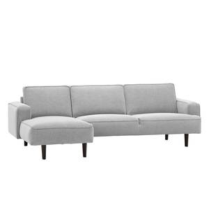 Ecksofa Navona Webstoff Webstoff Saia: Hellgrau - Longchair davorstehend links - Schwarz